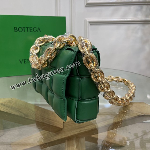 Bottega veneta高端女包 96008賽車綠 寶緹嘉新款枕頭鏈條包 BV經典款單肩斜挎手提女包  gxz1235